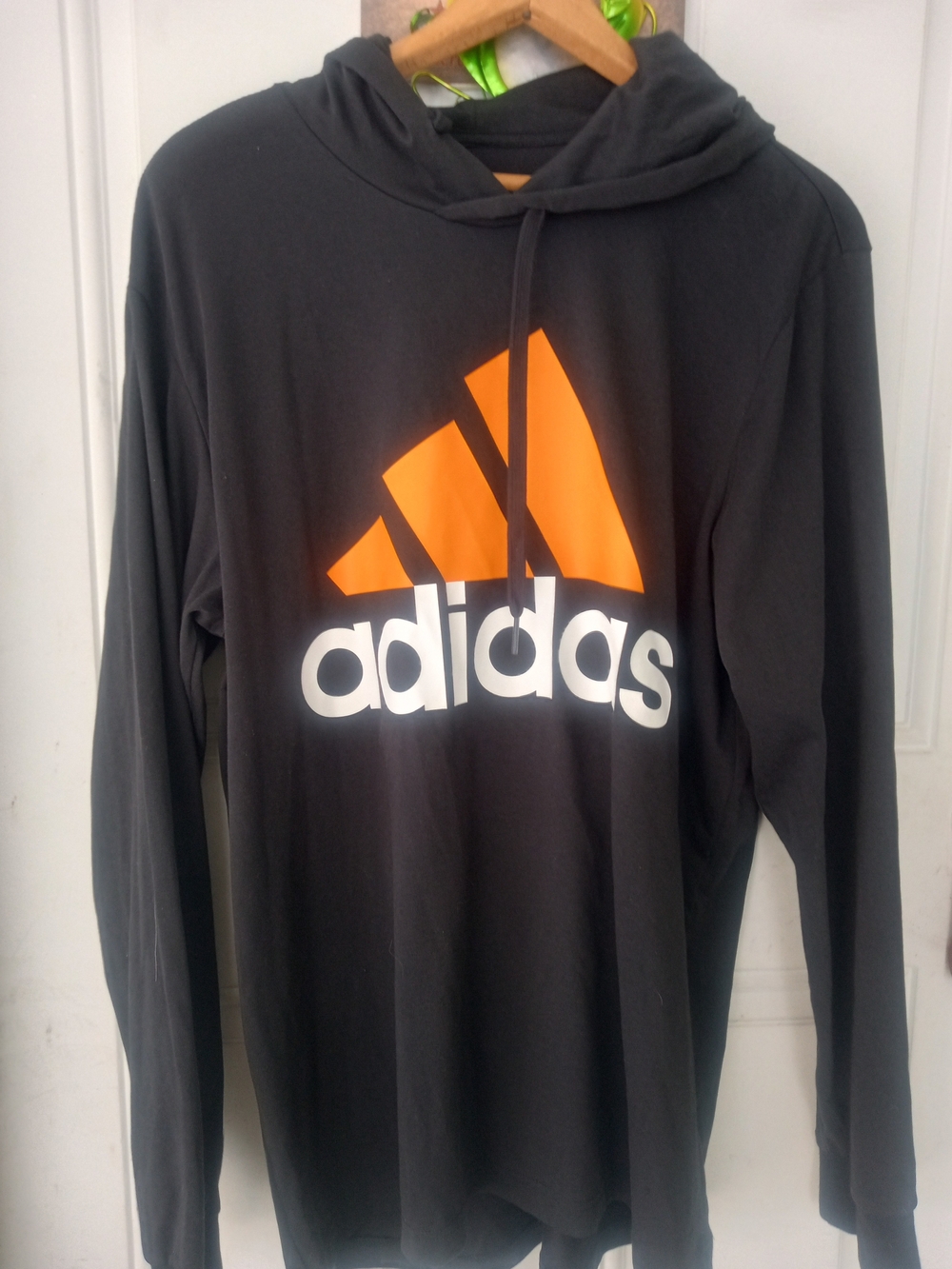 Adidas Men’s Black Hoodie with Orange Logo